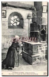 Old Postcard Perros Guirec Wish upon a The Altar of Our Lady of Clarity Folkl...
