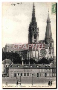 Old Postcard Chartres Cathedral The view from the Place de Chatelet