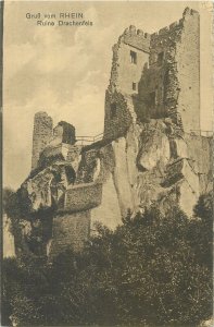 Germany Postcard Gruss vom Rhein Ruine Drachenfels historical site landmark