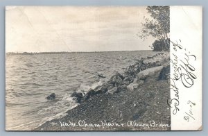 LAKE CHAMPLAIN NY ALBURG BRIDGE ANTIQUE REAL PHOTO POSTCARD RPPC