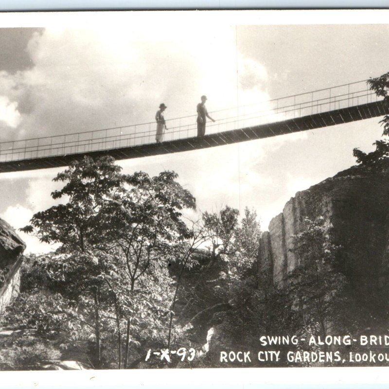 c1940s Lookout Mountain, GA Rock City Swing Along Bridge RPPC Photo Postcard A92