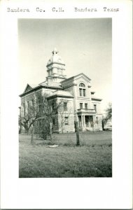 RPPC Bandera Texas TX Bandera County Courthouse UNP Postcard