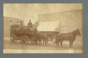 Weleetka OKLAHOMA RPPC 1907 LOGGING WAGON Log Delivery MAIN STREET nr Henryetta