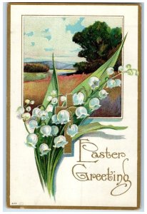 1911 Easter Greetings Holy Cross Flowers Kent Antigo Wisconsin WI Postcard