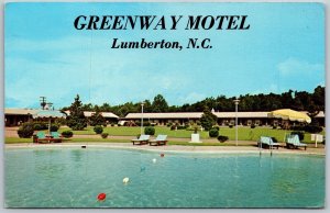 Vtg Lumberton North Carolina NC Greenway Motel Swimming Pool 1970s View Postcard