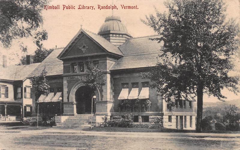 Kimball Public Library, Randolph, Vermont, Early Postcard, Used in 1909