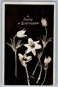 c1910's Birthday Flowers Still Life Art Delaware Iowa IA RPPC Photo Postcard