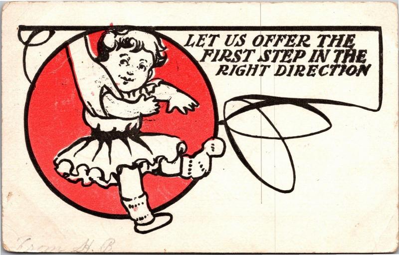 Baby Taking First Steps, Undivided Back c1907 Vintage Postcard K08