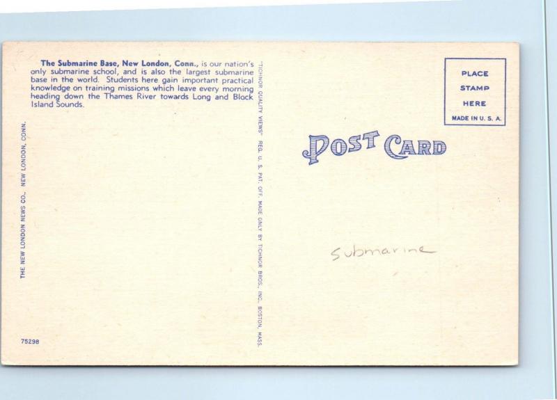 NEW LONDON, CT Connecticut   SUBMARINE BASE Multiview   c1940s Linen  Postcard