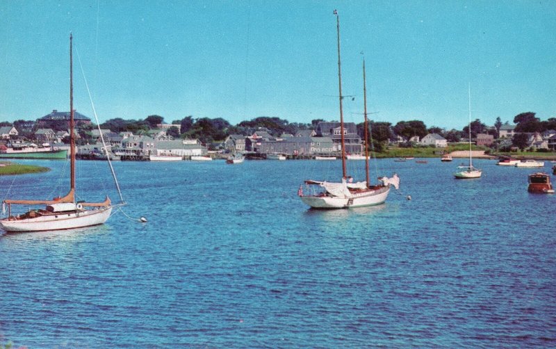 Vintage Postcard Hyannis Harbor Popular Yachtman Harbor Massachusetts Mayflower