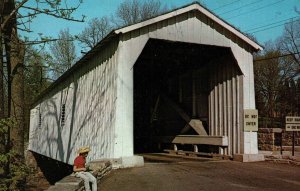 VINTAGE POSTCARD GREEN SERGEANT'S COVERED BRIDGE HUNTERDOWN COUNTY NEW JERSEY