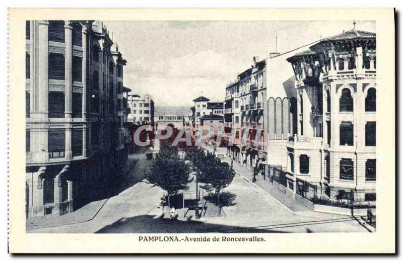 Old Postcard Pamplona Avenida de Roncesvalles