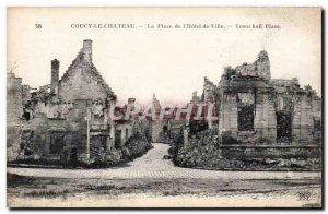 Coucy the Castle - the Place of the Hotel de Ville - Old Postcard