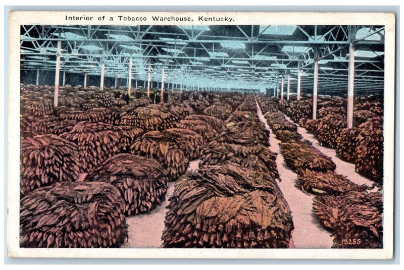 1929 Interior View Of A Tobacco Warehouse  Kentucky KY Vintage Posted Postcard