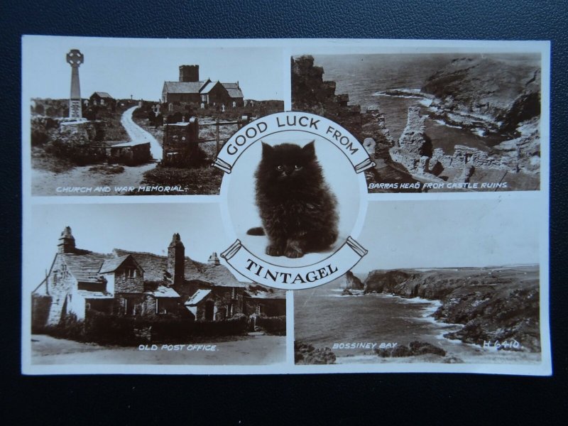Cornwall TINTAGEL 4 Image Multiview c1948 RP Postcard by Valentine