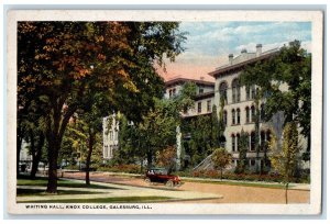 1922 Whiting Hall Knox College Building Garden Galesburg Illinois IL Postcard