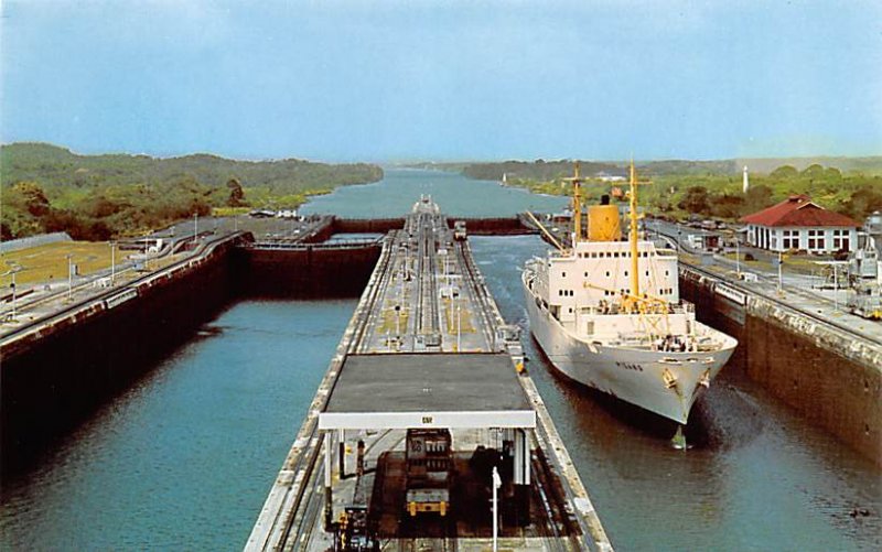 Gatun Locks view from Control Tower Panama Tape on back 