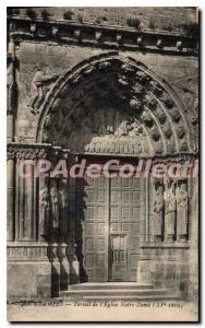 Postcard Old Etampes portal of the church Notre Dame XV century