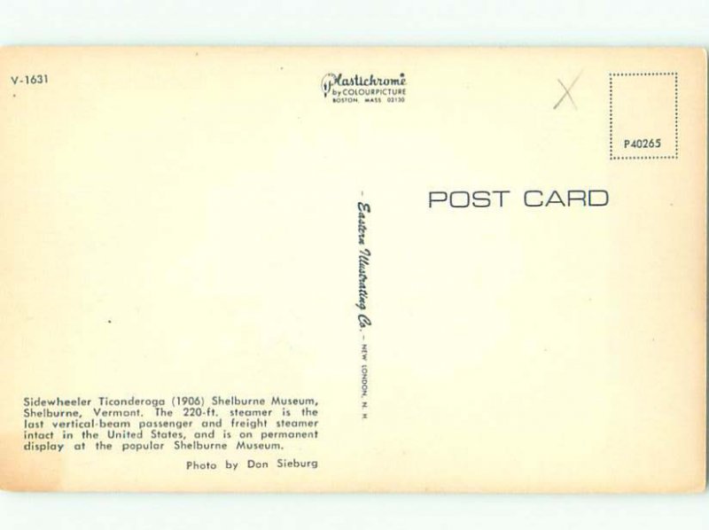 Pre1980 TICONDEROGA LARGE SHIP BOAT AT MUSEUM Shelburne by Burlington VT AF3799 United States