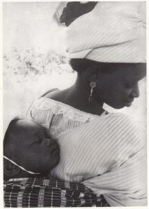 Mother & Child on Back in 1960s Senegal Award Winning Photo Exhibition Postcard