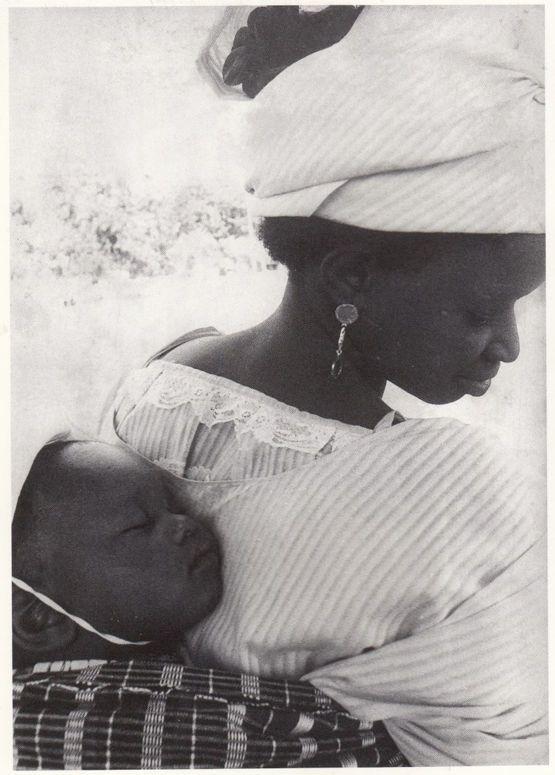 Mother & Child on Back in 1960s Senegal Award Winning Photo Exhibition Postcard