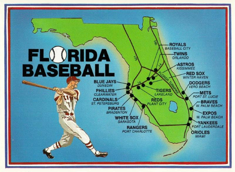 Spring Training Florida Map Postcard Of Florida Spring Training Baseball Stadium Map | Topics - Sports  - Other, Postcard / Hippostcard