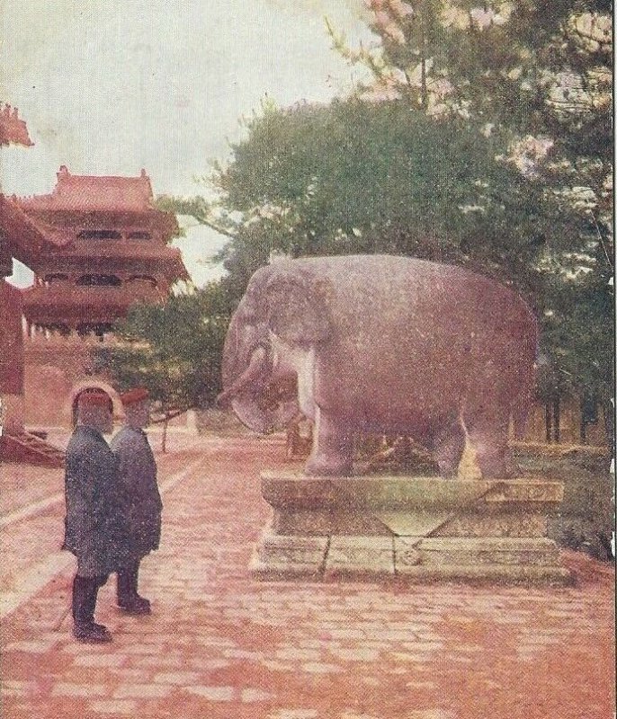 CE-002 Manchuria, Murden Imperial Mausoleum Postcard Divided Back Elephants