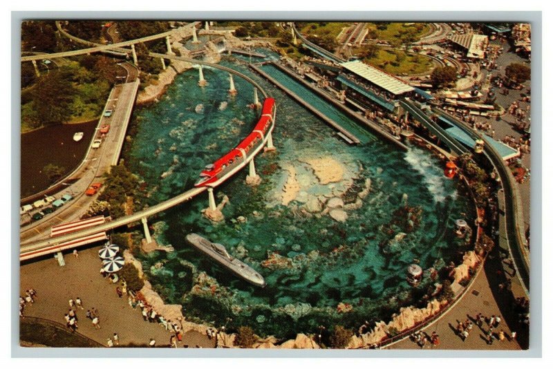 Vintage 1970's Disneyland Postcard Aerial Tomorrowland Submarine Ride-NOW NEMO