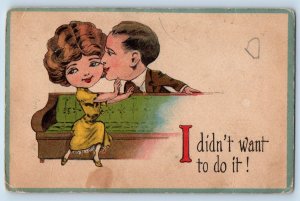 Hayfield Minnesota MN Postcard Couple Kissing Romance I Didn't Want To Do It