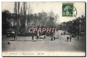 Old Postcard Beauvais Train Station Square