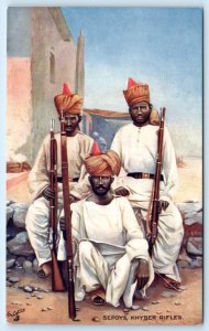 NATIVE LIFE IN INDIA Tuck Oilette SEPOYS, KHYBER RIFLES Soldiers 1910s Postcard