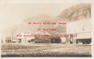 MT, Paradise, Montana, RPPC, Street Scene, Business Area, Zercher Photo No 596