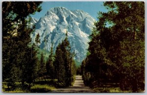 Vtg Wyoming WY Mt Moran View from Road Teton National Park 1960s Postcard