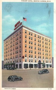 Vintage Postcard Vincent Hotel Building Benton Harbor Michigan Twin City News