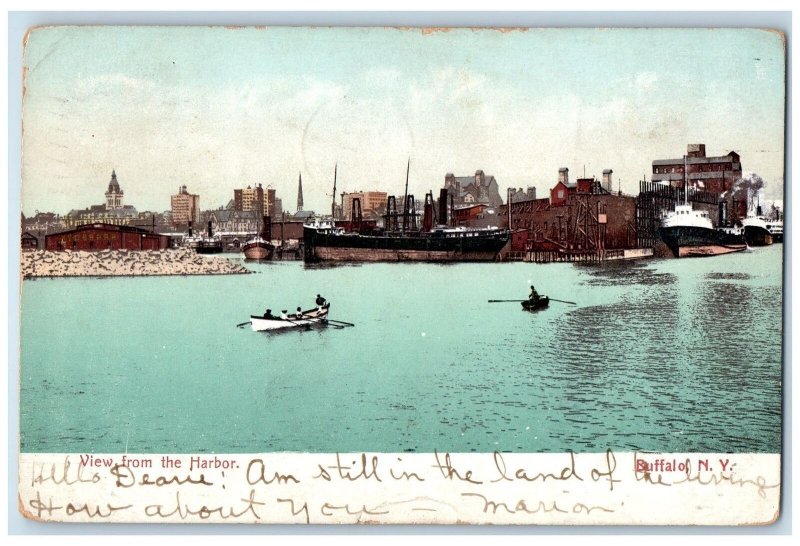 1910 View From The Harbor Paddle Boats Ships Buffalo New York NY Posted Postcard