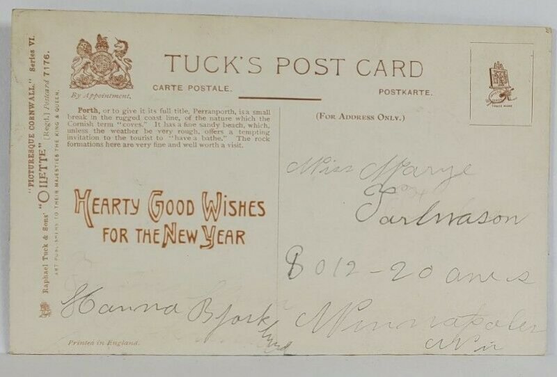 Raphael Tuck PICTURESQUE CORNWALL Oilette Beaded Postcard S8