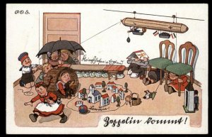 Germany WWI Air Force Zeppelin Children Patriotic PPC UNUSED G97909