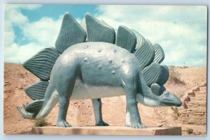 Stegosaurus Statue Dinosaur At Dinosaur Park Rapid City SD  Antique Postcard