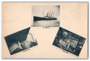 c1910's Multiview SS Moskva Steamer Russian Volunteer Fleet Antique Postcard