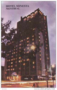 Hotel Sonesta at night, Montreal, Quebec, Canada, 50-60s