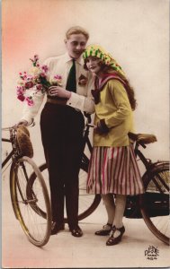 Romantic Victorian Couple Bicycle Vintage RPPC  09.51