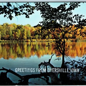 c1960s Dyersville, IA Iowa Greetings from Shaggy Tree Northland Lake PC Vtg A236