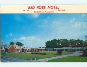 Unused Pre-1980 OLD CARS & RED ROSE MOTEL Elizabethtown Pennsylvania PA u6877@