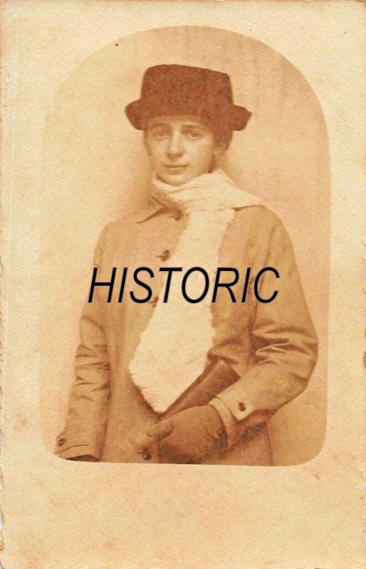 YOUNG WOMAN SCARF & HAT~KRIEGSJAHR-YEAR OF THE WAR~1916-17 PHOTO POSTCARD