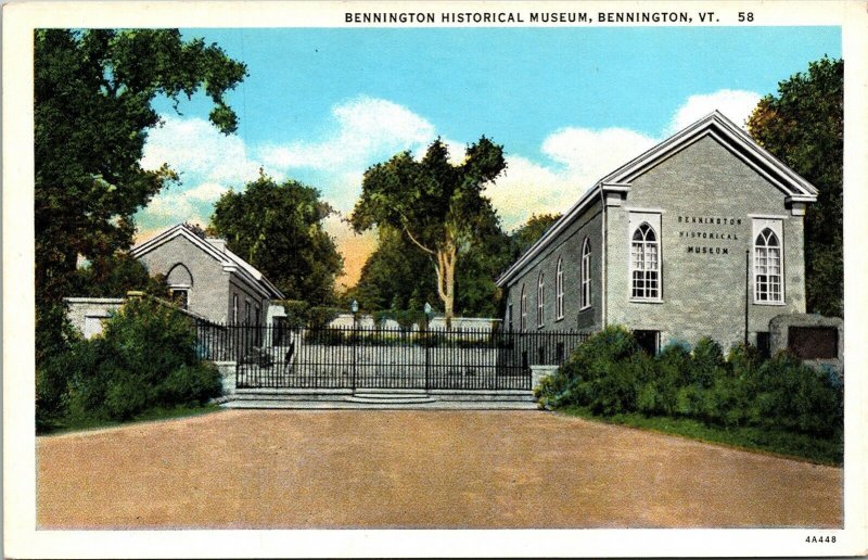 Bennington Historical Museum Bennington VT Vermont WB CW Hughes Postcard Vintage 