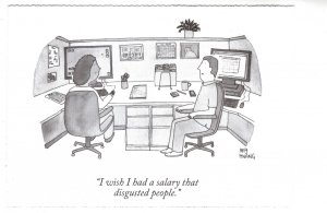 Work, Disgusting Salary, Cartoon, Amy Hwang, New Yorker Magazine Humour Postcard