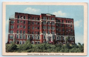 PORT ARTHUR, Ontario Canada ~ GENERAL HOSPITAL c1930s Postcard