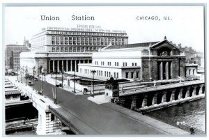 c1940's Union Station Bridge Scene Chicago Illinois IL RPPC Photo Postcard