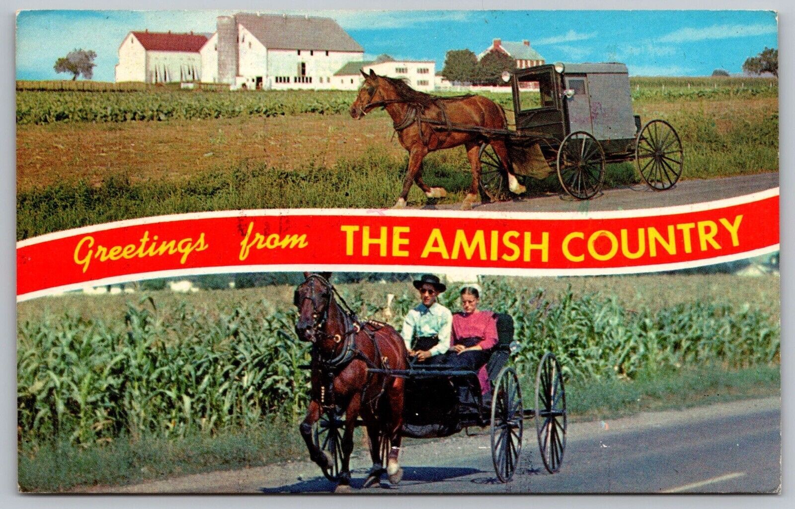 Greetings Amish Country Pennsylvania Multi View Chrome Cancel WOB