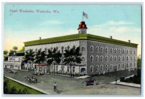 1915 Hotel Waukesha Exterior View Building Waukesha Wisconsin Vintage Postcard
